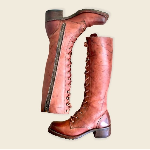 FRYE Campus Lug Lace Leather Knee-High Boots - Picture 11 of 16